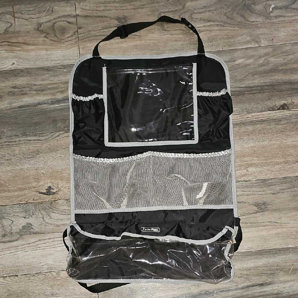 Jeep Black Car Seat Organizer with Clear Pockets Stroller